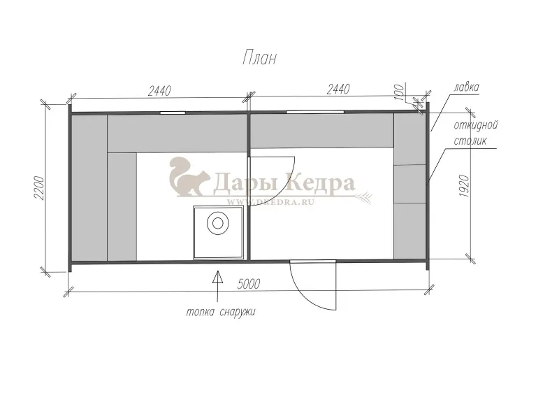 Баня-бочка «Гипоид» из кедра 5х2,2 метра