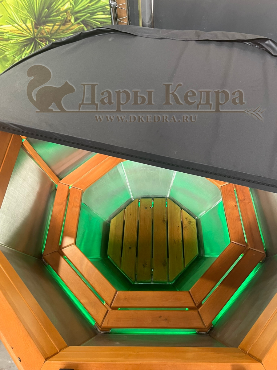 Банный чан из нержавеющей стали Ø-2350 на подставке с ветрозащитой и печью СТ3